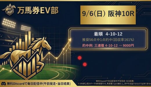 9/6(日) 阪神10R 結果｜万馬券EV部 #競馬 #JRA #万馬券 #阪神競馬