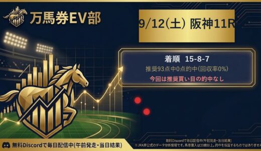 9/12(土) 阪神11R 結果｜万馬券EV部 #競馬 #JRA #万馬券 #阪神競馬